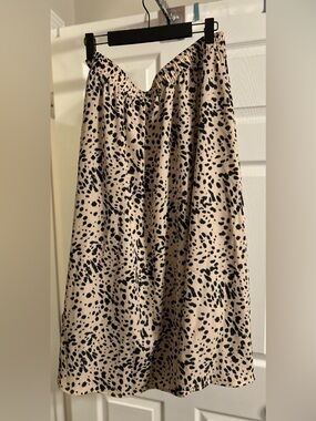 SHEIN Beige Midi Skirt with Black Spot Print